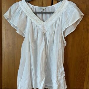 Lucky Brand Ivory Flutter Sleeve Blouse